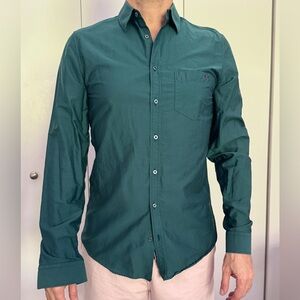 Gucci Teal Casual Button-Down Shirt size 39 15 1/2 men classic business night